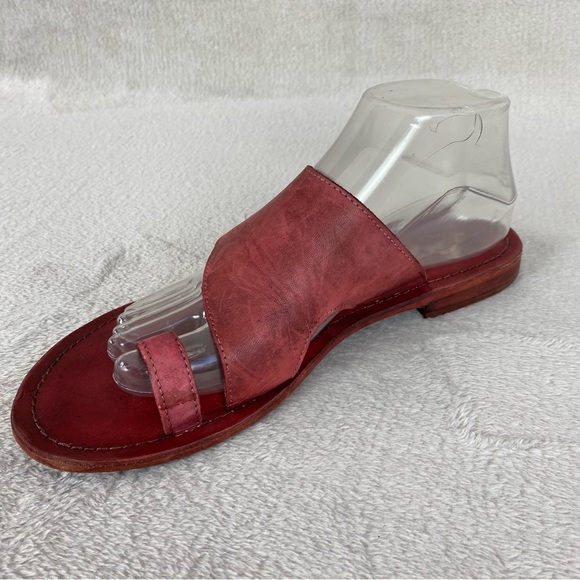 Free People Sant Antoni Women's Slide Sandals Size 9 Red Distress Toe Loop - Picture 6 of 11